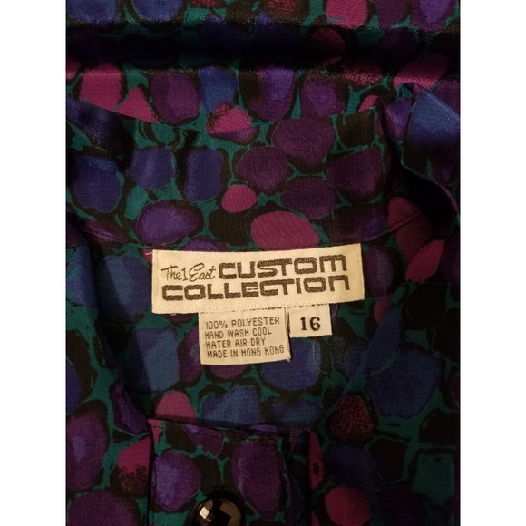 Women 16 The 1 East Custom Collection blue purple dot midi dress vintage collar - Picture 4 of 10